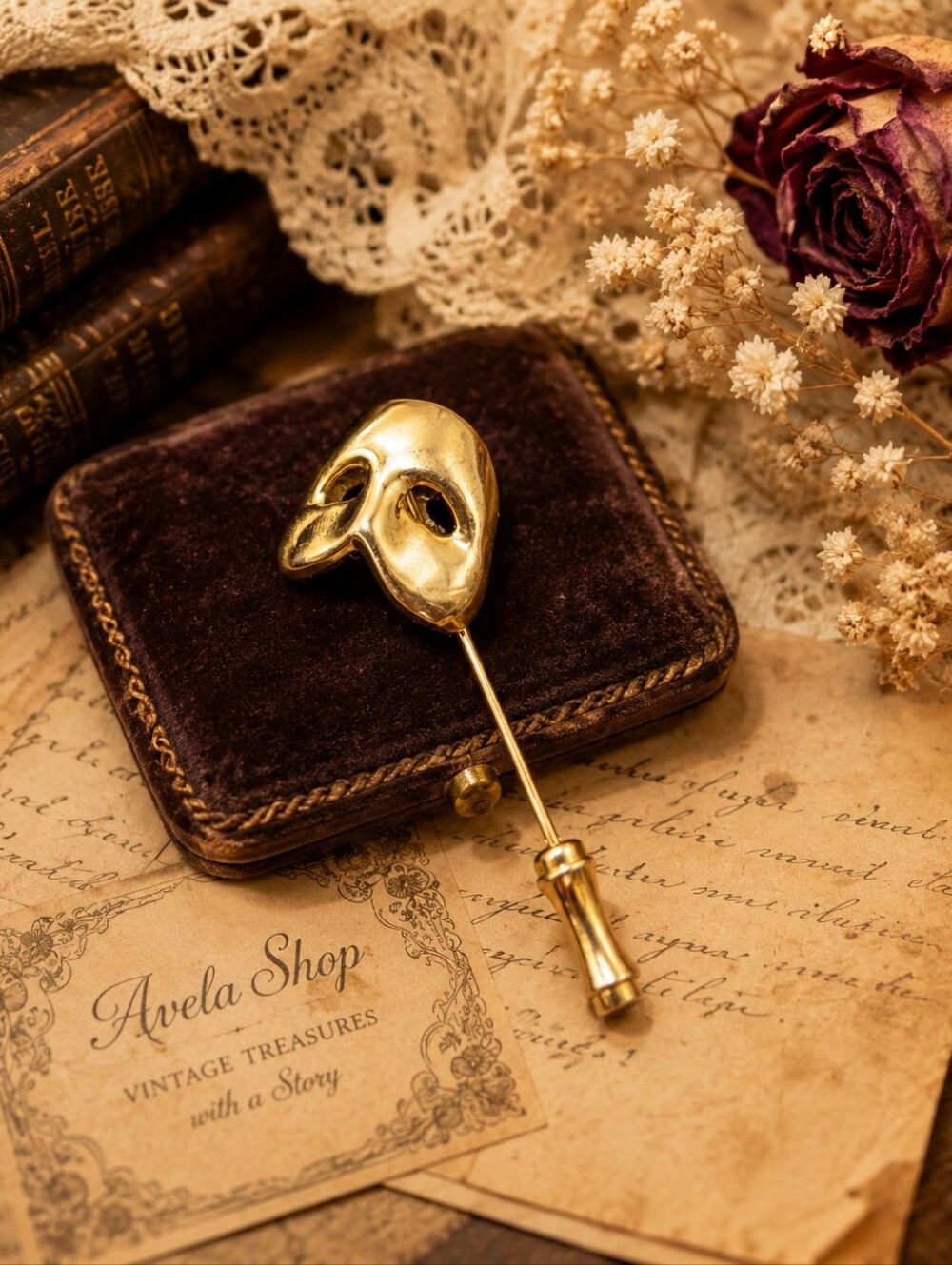 Vintage 1986 Phantom of the Opera Gold Tone StickBrooch © R.U.G. PLC Official